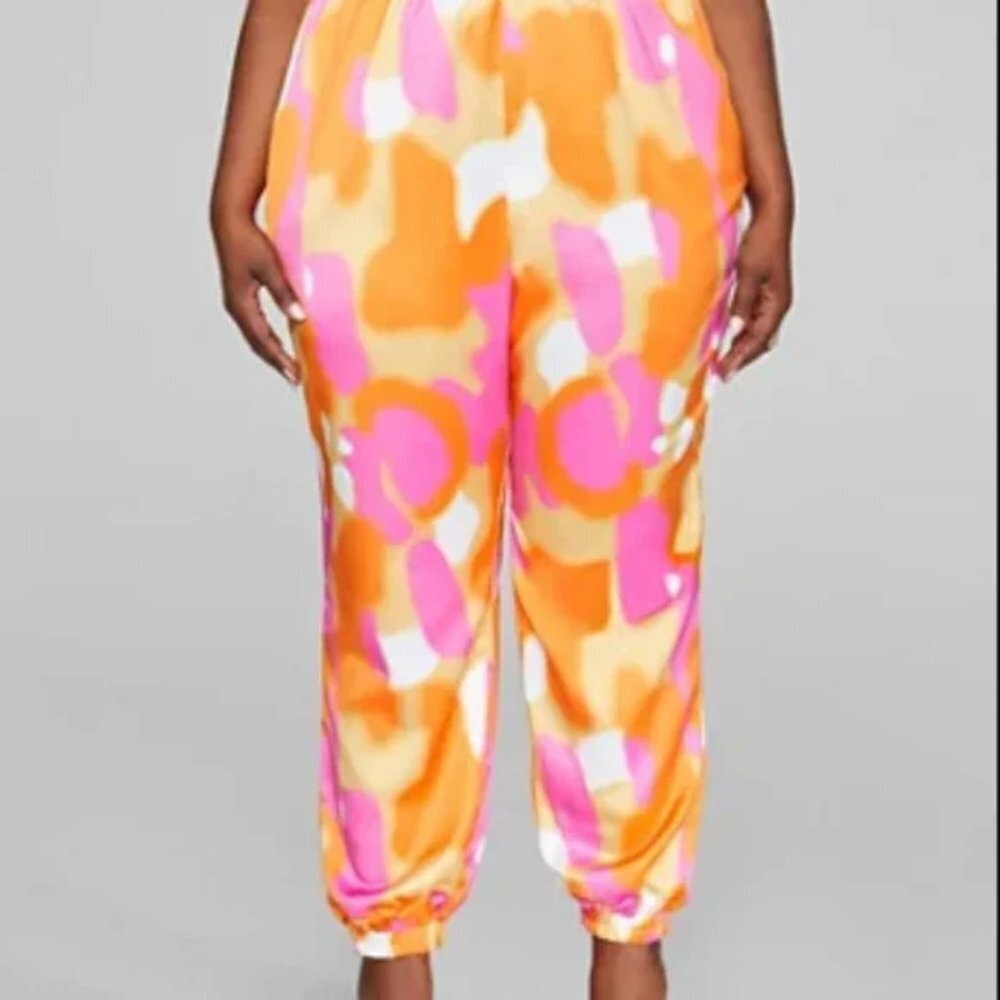 #6❤️ Brand new Fashion to Figure Sydney Watercolor Print Jogger Pants - Picture 2 of 4